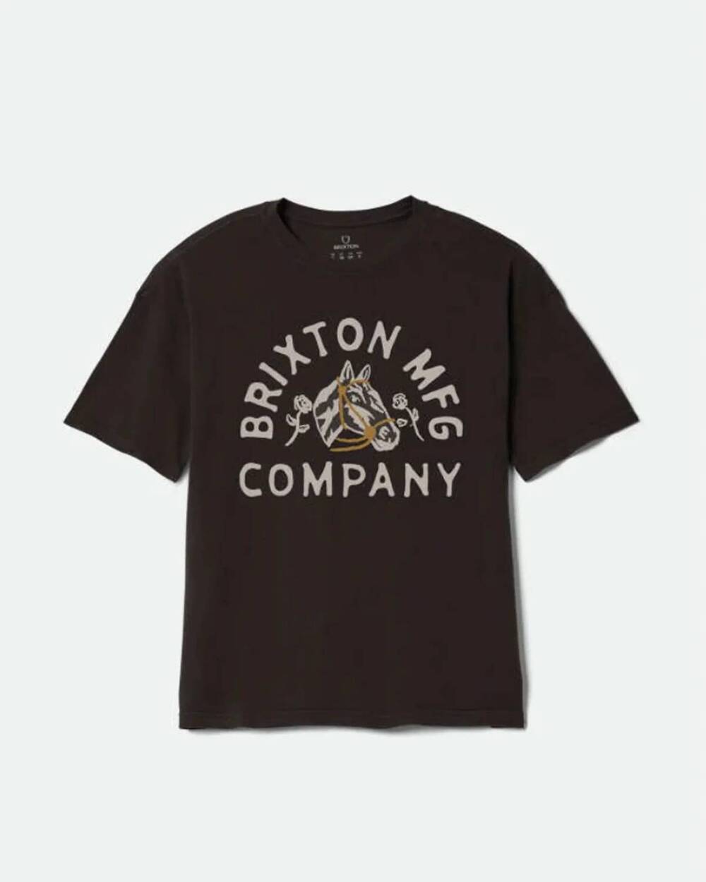 NEW BRIXTON women's trophy horse oversized boyfriend t-shirt in brown